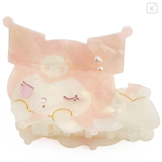 Japan Sanrio Hair Claw Clip - Kuromi : Baby Pink Shell Holographic - 2