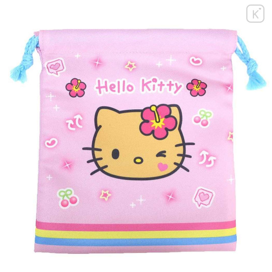 Japan Sanrio Drawstring Bag - Hello Kitty : Y2K Tan Pink - 1