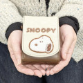 Japan Peanuts Lip Pouch - Snoopy : Chocolate Brown Beige Embossed - 4