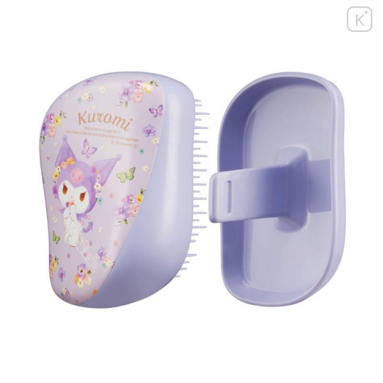 Japan Sanrio Tangle Teezer Hair Care Brush Compact Styler - Kuromi : Flower Party - 5