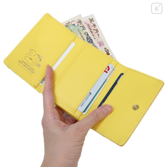 Japan Sanrio Clasp Trifold Wallet - Pompompurin : Gingham Yellow - 3