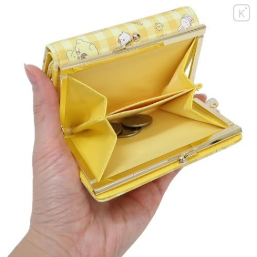 Japan Sanrio Clasp Trifold Wallet - Pompompurin : Gingham Yellow - 5