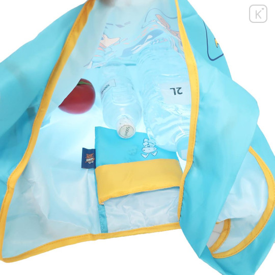 Japan Crayon Shin-chan Eco Shopping Bag With Pocket - Shinnosuke Nohara : Turquoise Blue - 3