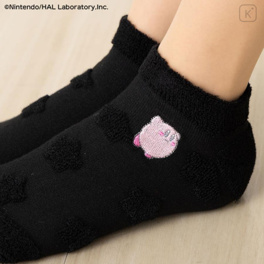 Japan Kirby Embroidered Sneaker Socks - Kirby : Black - 4