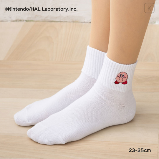 Japan Kirby Embroidered Low Crew Socks - Kirby : White - 2