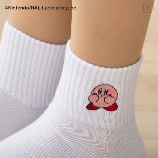 Japan Kirby Embroidered Low Crew Socks - Kirby : White - 3