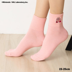 Japan Kirby Embroidered Low Crew Socks - Kirby : Pink