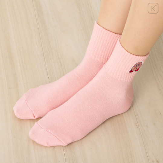 Japan Kirby Embroidered Low Crew Socks - Kirby : Pink - 2