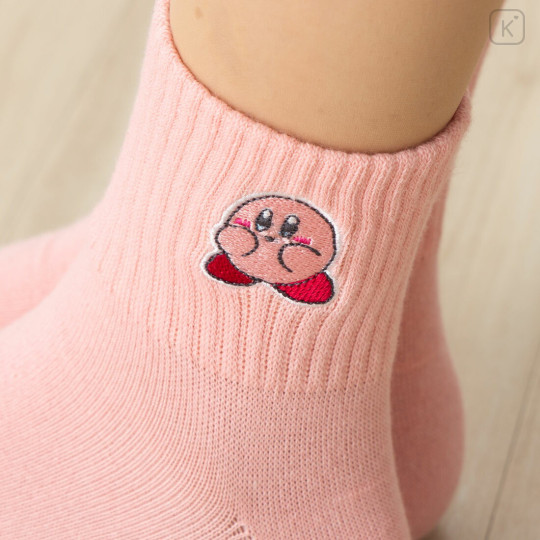 Japan Kirby Embroidered Low Crew Socks - Kirby : Pink - 3