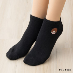 Japan Monchhichi Embroidered Sneaker Socks - Black