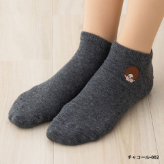Japan Monchhichi Embroidered Sneaker Socks - Gray
