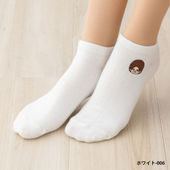 Japan Monchhichi Embroidered Sneaker Socks - White