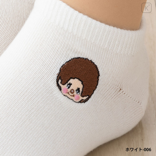 Japan Monchhichi Embroidered Sneaker Socks - White - 2