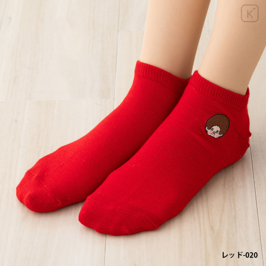 Japan Monchhichi Embroidered Sneaker Socks - Red - 1