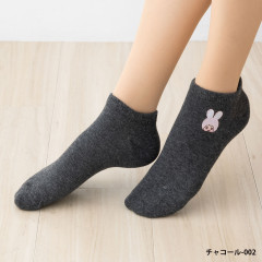 Japan Monchhichi Embroidered Sneaker Socks - Chimutan : Charcoal
