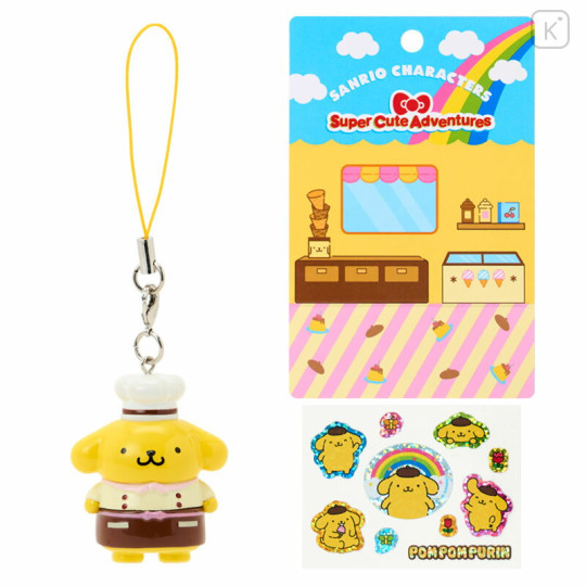 Japan Sanrio Original Strap & Sticker Set - Pompompurin : Supercute Adventures My Dream Smartphone - 1
