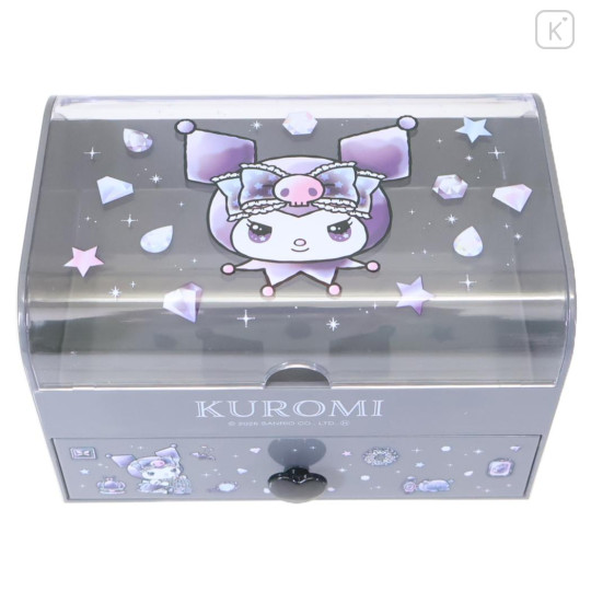 Japan Sanrio Jewelry Box with Drawer - Kuromi : Grey - 3