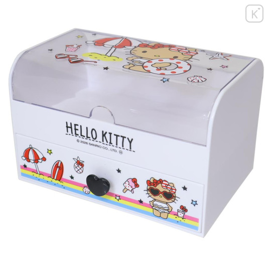 Japan Sanrio Jewelry Box with Drawer - Hello Kitty : Tan Swimsuit White - 1