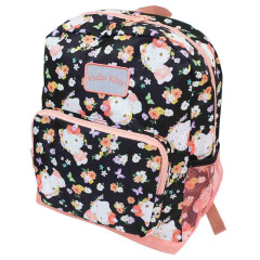 Japan Sanrio Kids Backpack Rucksack - Hello Kitty : Flower Black