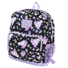 Japan Sanrio Kids Backpack Rucksack - Kuromi : Flower Black