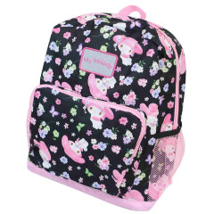 Japan Sanrio Kids Backpack Rucksack - My Melody : Flower Black