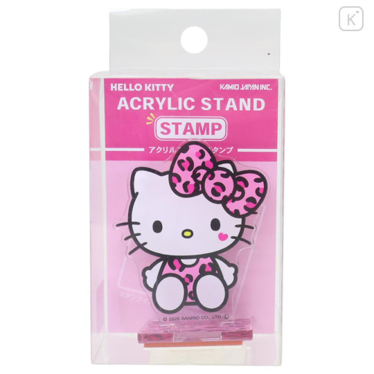 Japan Sanrio Acrylic Stand with Stamp - Hello Kitty : Leopard Pink - 1