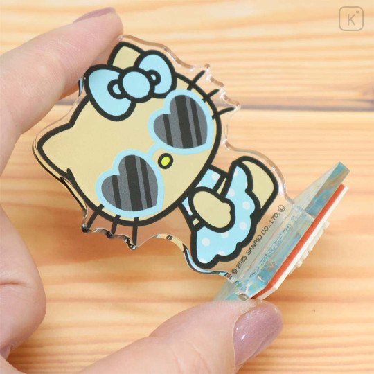 Japan Sanrio Acrylic Stand with Stamp - Hello Kitty : Heart Swimsuit Blue - 2