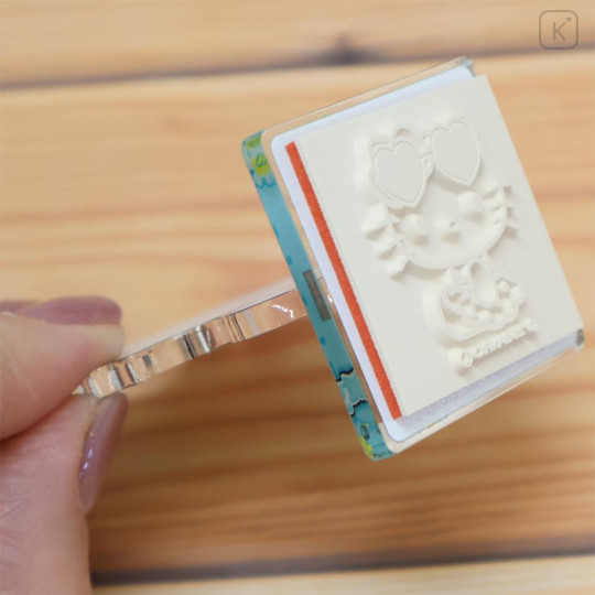 Japan Sanrio Acrylic Stand with Stamp - Hello Kitty : Heart Swimsuit Blue - 3