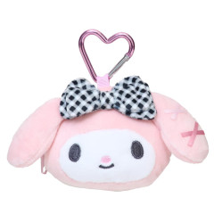 Japan Sanrio Plush Mini Coin Case - My Melody : Gingham Ribbon