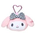 Japan Sanrio Plush Mini Coin Case - My Melody : Gingham Ribbon - 1