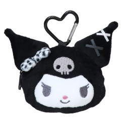 Japan Sanrio Plush Mini Coin Case - Kuromi : Gingham Ribbon