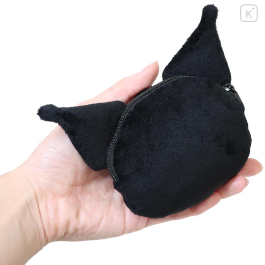 Japan Sanrio Plush Mini Coin Case - Kuromi : Gingham Ribbon - 2