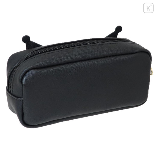 Japan Sanrio Pen Pouch Pencil Case - Kuromi : Smile Face Gingham Ribbon - 2