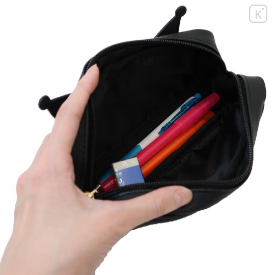 Japan Sanrio Pen Pouch Pencil Case - Kuromi : Smile Face Gingham Ribbon - 3