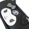 Japan Sanrio Pen Pouch Pencil Case - Kuromi : Smile Face Gingham Ribbon - 4