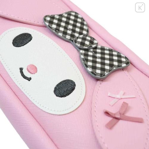Japan Sanrio Pen Pouch Pencil Case - My Melody : Smile Face Gingham Ribbon - 4