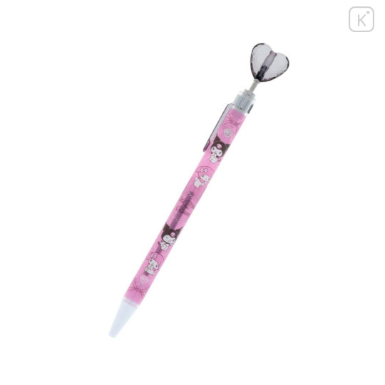 Japan Sanrio Heart Mascot Ballpoint Pen - Kuromi & My Melody : Pink Ribbon - 1