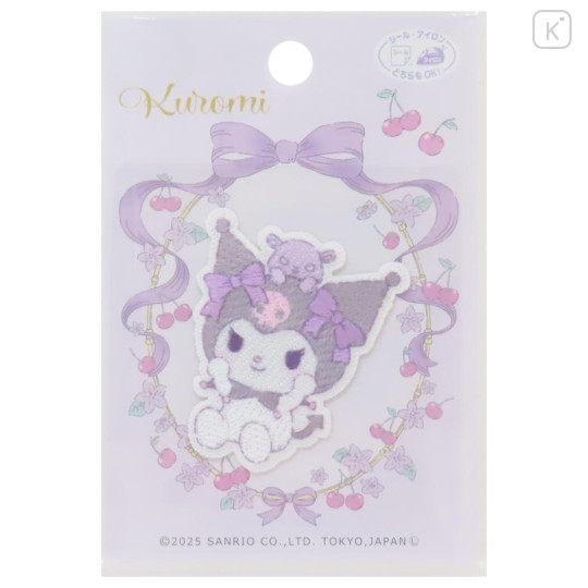 Japan Sanrio Versatile Iron-On and Sticker Patch - Kuromi & Baku Ribbon - 1