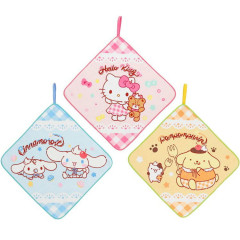 Japan Sanrio Hand Towel with Loop Set - Cinnamoroll & Hello Kitty & Pompompurin : Dessert Party