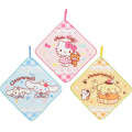 Japan Sanrio Hand Towel with Loop Set - Cinnamoroll & Hello Kitty & Pompompurin : Dessert Party - 1