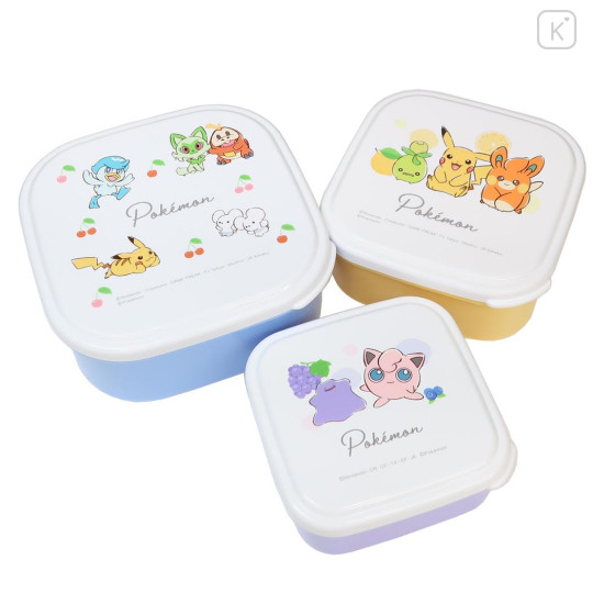 Japan Pokemon Nesting Food Storage Container Set - Pocket Monster : Fruit Smile - 1
