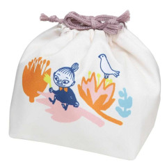 Japan Moomin Drawstring Pouch & Lunch Bag - Little My : Orange Flower Bird Light Pink