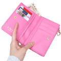 Japan Sanrio Bifold Wallet - Usahana : Gingham Blue Pink Flower - 3