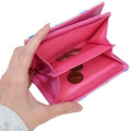 Japan Sanrio Bifold Wallet - Usahana : Gingham Blue Pink Flower - 4