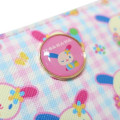 Japan Sanrio Bifold Wallet - Usahana : Gingham Blue Pink Flower - 5