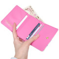 Japan Sanrio Clasp Bifold Wallet - Usahana : Gingham Blue Pink Flower - 3