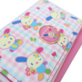Japan Sanrio Clasp Bifold Wallet - Usahana : Gingham Blue Pink Flower - 6