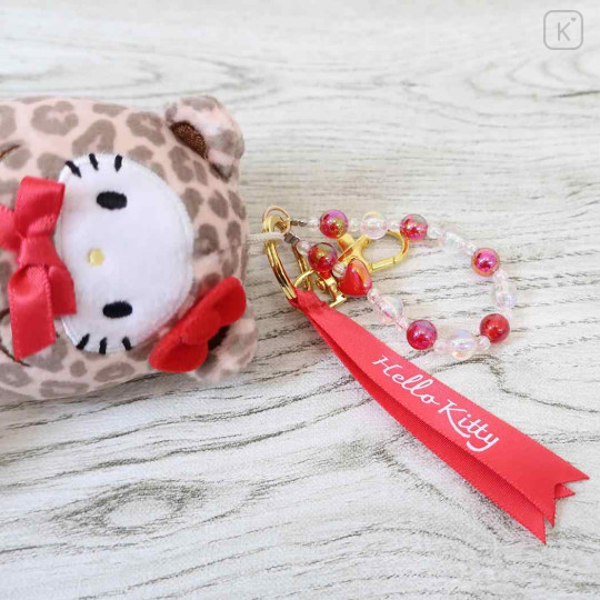Japan Sanrio Mascot Bag Charm - Hello Kitty : Leopard Bear Ribbon - 3