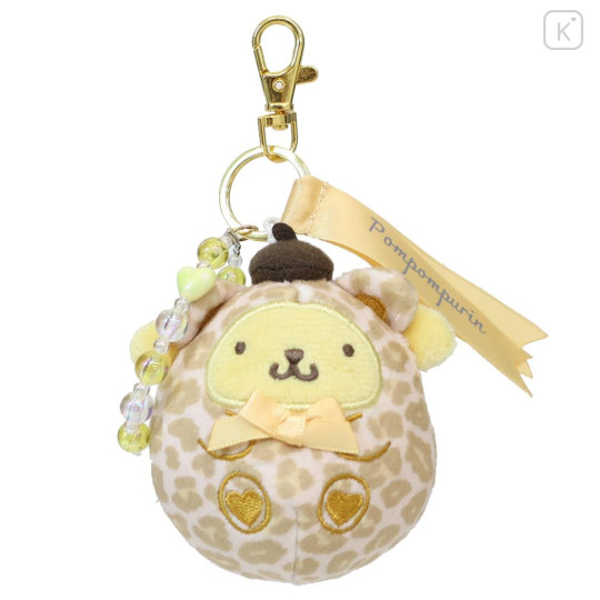 Japan Sanrio Plush Mascot Bag Charm - Pompompurin : Leopard Bear Ribbon - 1