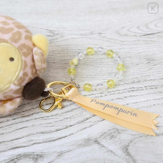 Japan Sanrio Plush Mascot Bag Charm - Pompompurin : Leopard Bear Ribbon - 3